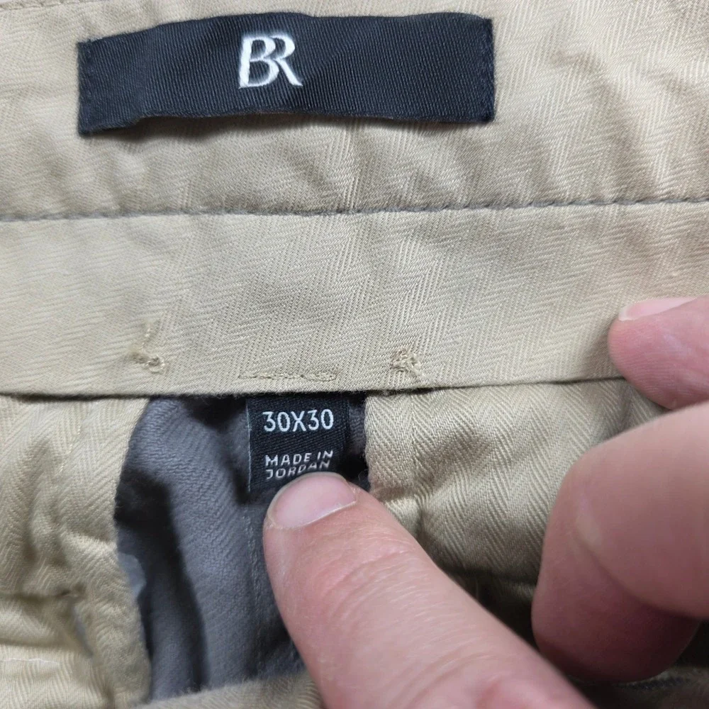 Banana Republic Chino Pants Mens 30x27 Grey Slim‎ Fit Hemmed Cotton Twill
